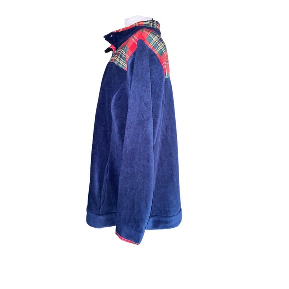 Crown and Ivy Navy Blue with Plaid 1/4 Zip Sweater Women Size 2X - Picture 4 of 16